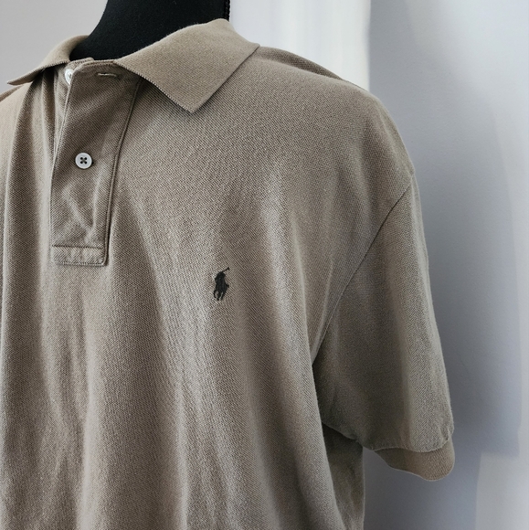 Polo Ralph Lauren Collared Polo Shirt Size L Tan Mens - Picture 1 of 4